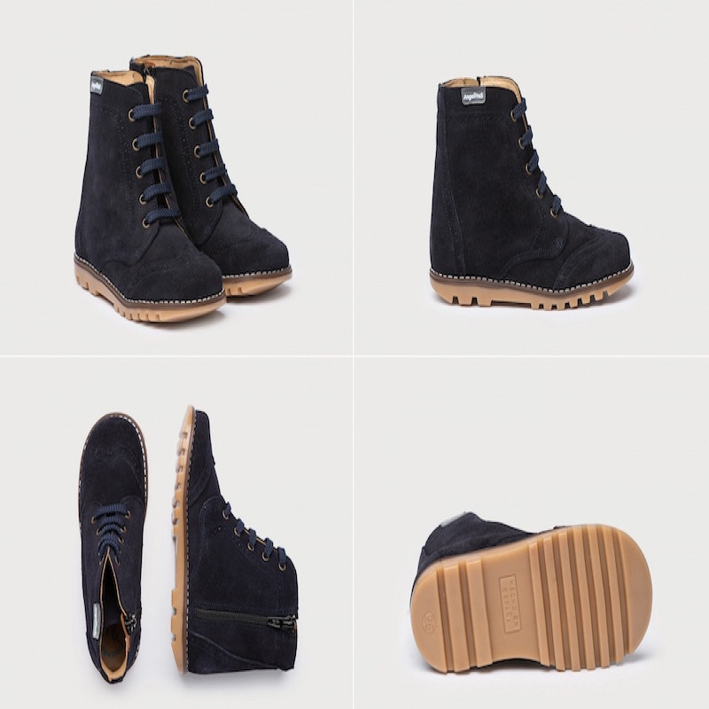 Made in Spain Lace-Up Suede Leather Boots EU25-EU31 Marino